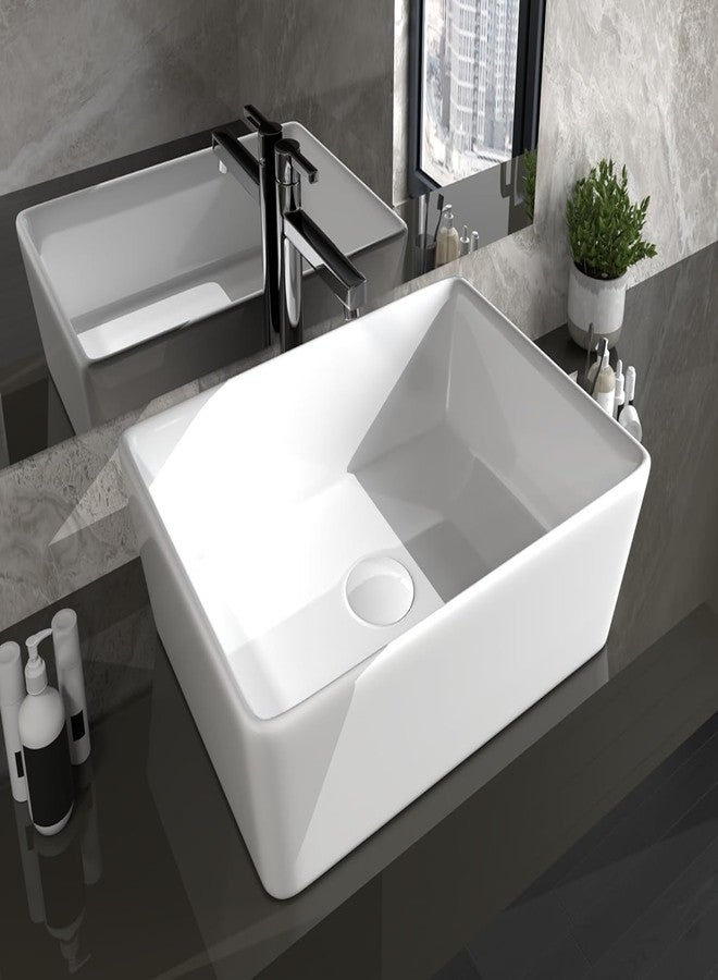 B Backline Ceramic Tabletop Wash Basin, Counter Top Rectangular Wash Basin for Bathroom & Living Room 48 X 38 X 13 Cm (White) - Image 1